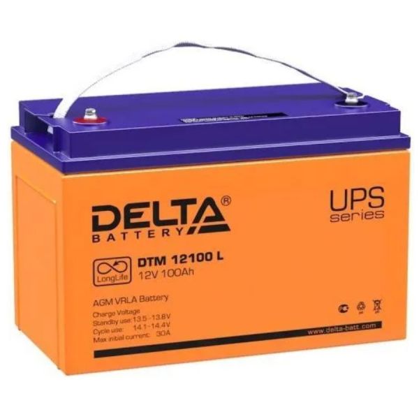 Аккумулятор для ИБП Delta Battery DTM 12100 L 100А/ч-12V ст EN30 болт прямая - 330x171x220