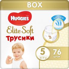 Подгузники-трусики Huggies Elite Soft 5 76 штук размер 5, 12 - 17 кг, 76 шт.