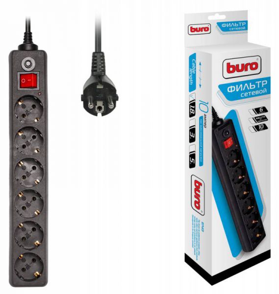 Сетевой фильтр Buro 600SH-1.8-B черный